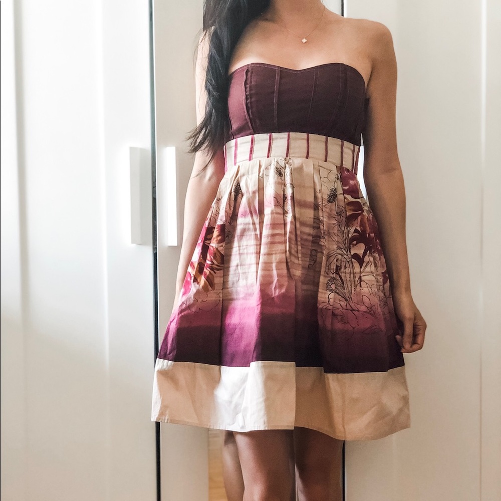 Urban Outfitters Burgundy Floral Tube Dress